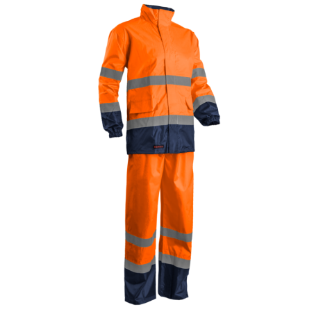 ENSEMBLE DE PLUIE HI VIZ VESTE + PANTALON ORANGE