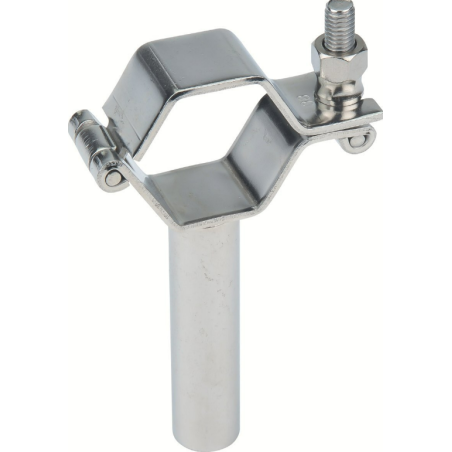 COLLIER DE FIXATION SMS HEXAGONAL A CHARNIERE AVEC TIGE CREUSE INOX 304