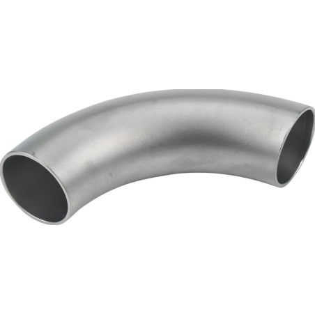 RACCORD SMS A SOUDER COUDE 90° 3D ROULÉ SOUDÉ AVEC PARTIE DROITE INOX 316L