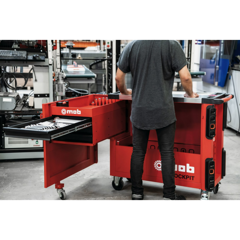 SERVANTE COCKPIT OUVERTURE LATÉRALE 2 PLANS DE TRAVAIL ET 3 TIROIRS