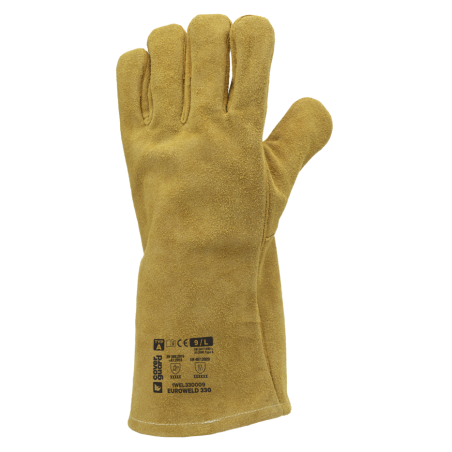 GANT SOUDEUR CROUTE BOVIN EUROWELD 330 KEVLAR OR MANCHETTE 15CM