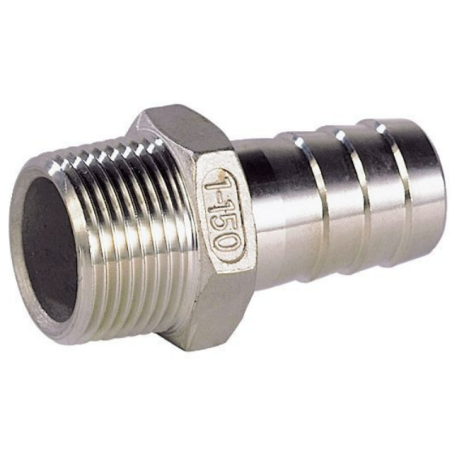 RACCORD INOX 316L A VISSER BSP EMBOUT MÂLE CANNELÉ HEXAGONAL