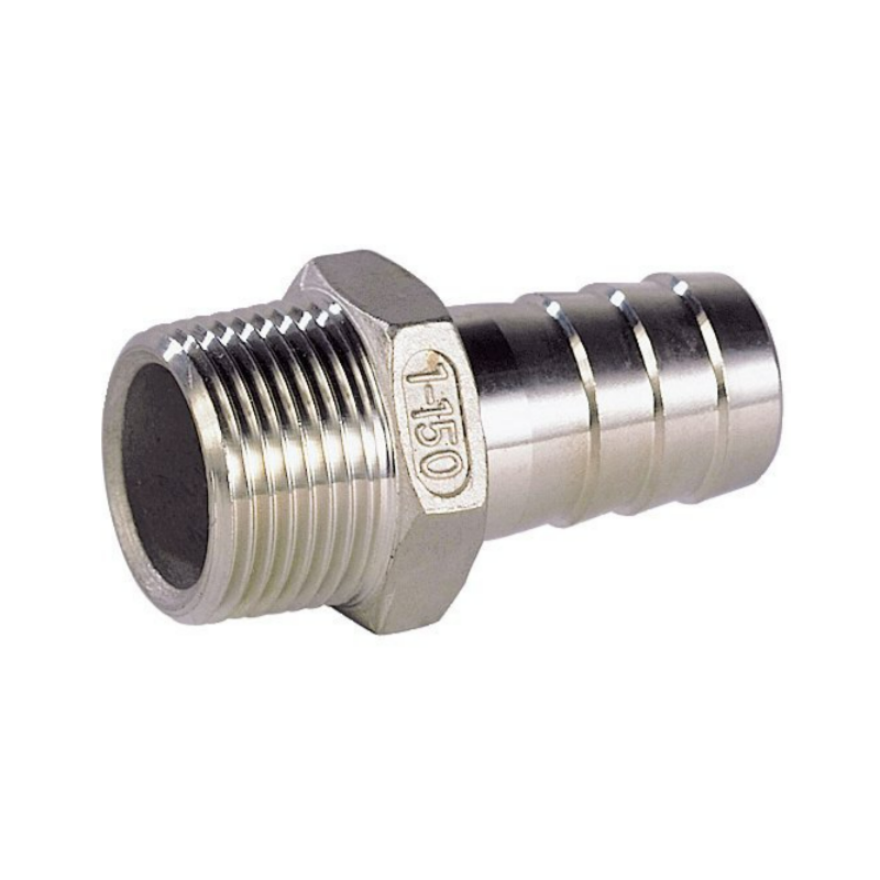 RACCORD INOX 316L A VISSER BSP EMBOUT MÂLE CANNELÉ HEXAGONAL