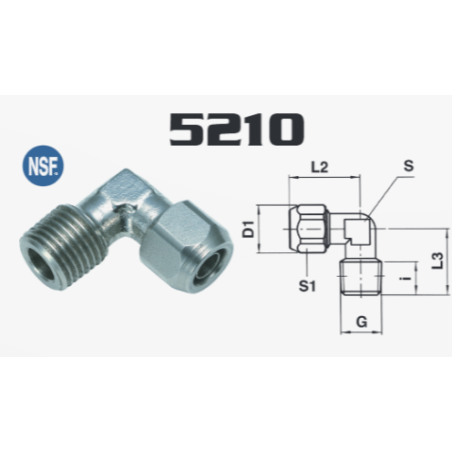 EQUERRE MALE CONIQUE INOX TUBE 10/8-3/8 REF 52101017