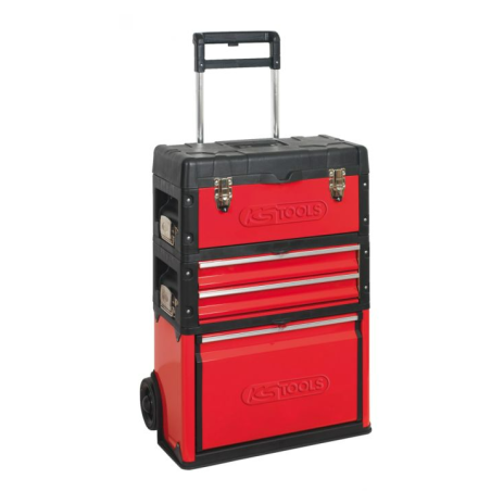 SERVANTE MOBILE BI-MATIÈRE NOIR/ROUGE L.520 x P.320 x H.720 mm