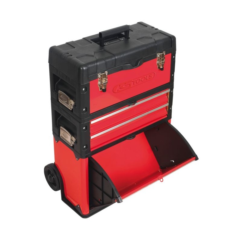 SERVANTE MOBILE BI-MATIÈRE NOIR/ROUGE L.520 x P.320 x H.720 mm