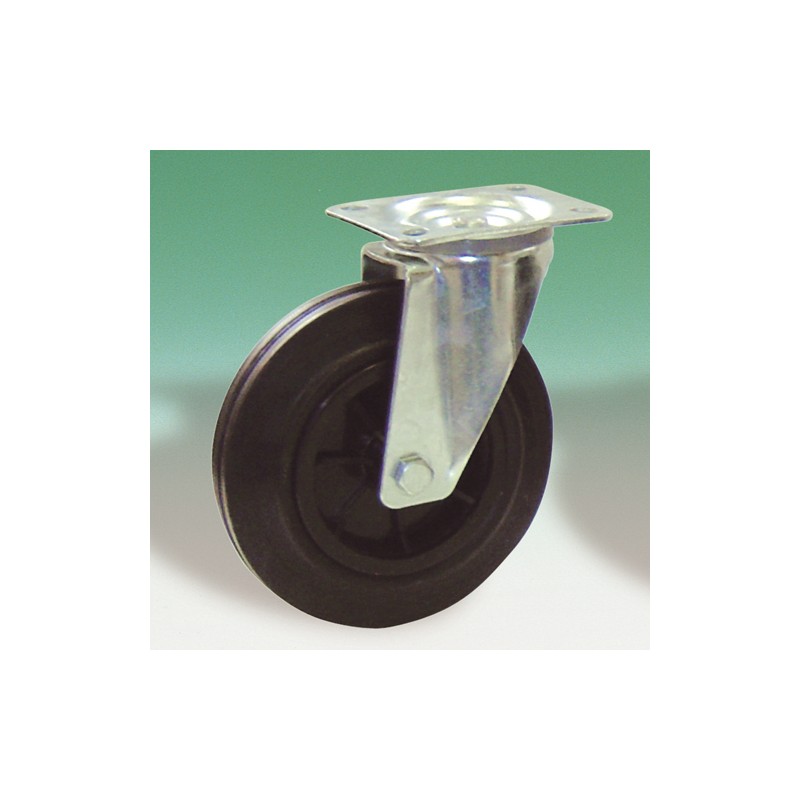 ROULETTE Ø160 PLATINE 4T PIVOT CAOUTCHOUC CHARGE 135KG