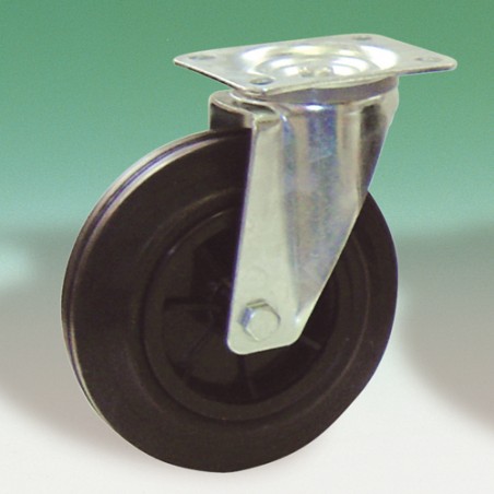 ROULETTE Ø160 PLATINE 4T PIVOT CAOUTCHOUC CHARGE 135KG