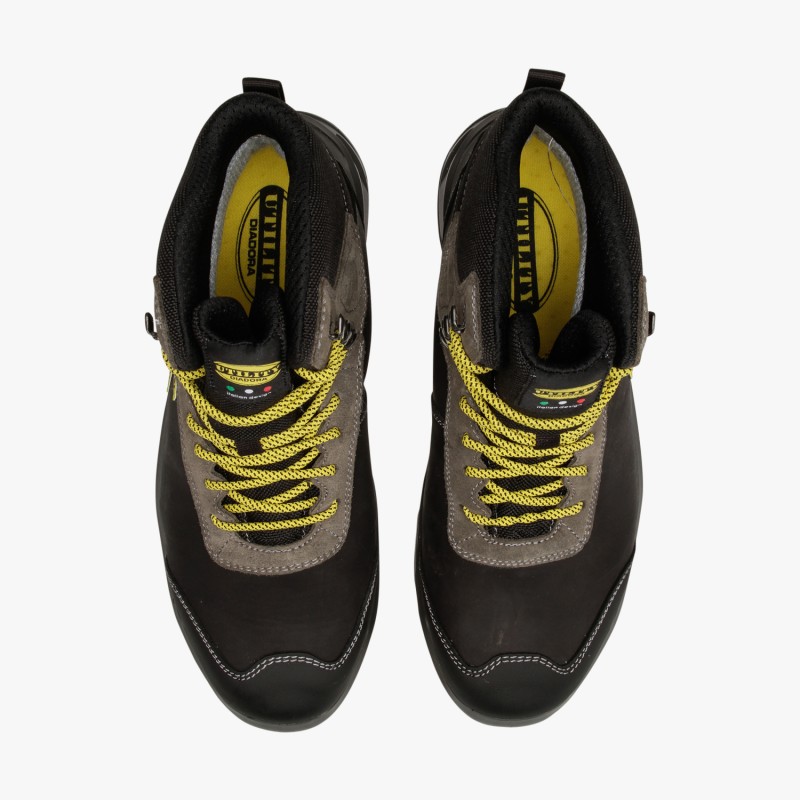 CHAUSSURES DE SECURITES HAUTE EN CUIR NOIR ET JAUNE S3 WR CI SRC