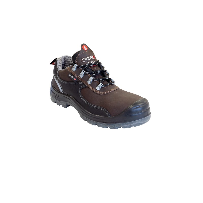 CHAUSSURES DE SECURITES BASSES EN CUIR FLEUR MARRON S3