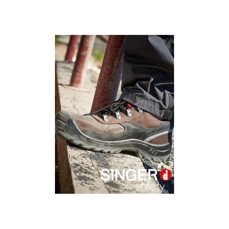 CHAUSSURES DE SECURITES BASSES EN CUIR FLEUR MARRON S3