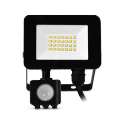 PROJECTEUR LED PLAT NOIR 20W / 6000K + DETECTEUR