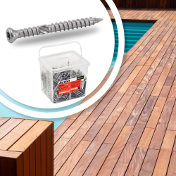 VIS TERRASSE BOIS DOUBLE FILET A2 INOX 5x60 SEAU DE 400