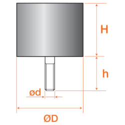 PLOT ANTIVIBRATOIRE CYLINDRIQUE CAOUTCHOUC Ø40 HT28 M8