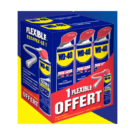 CARTON DE 6 AEROSOLS WD40 5X500ML SMS + 1X400ML FLEXIBLE