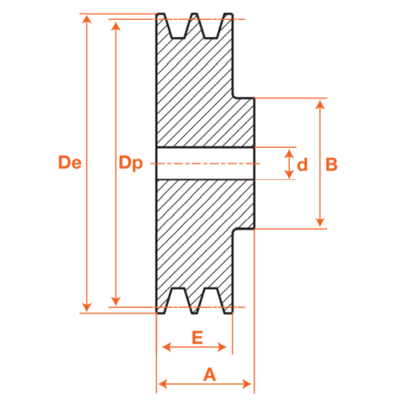 POULIE FONTE SPA 1 GORGE Ø60 MOYEU PRÉ ALÉSÉ