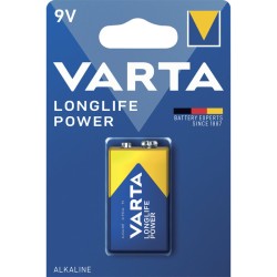 Blister de 1 pile alcaline 9V - 6LR61 LONGLIFE POWER VARTA 9 VOLTS