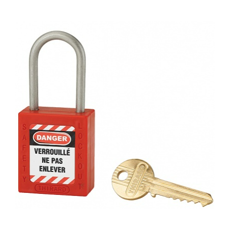 CADENAS DE CONSIGNATION ROUGE 38mm ANSE INOX Ø6
