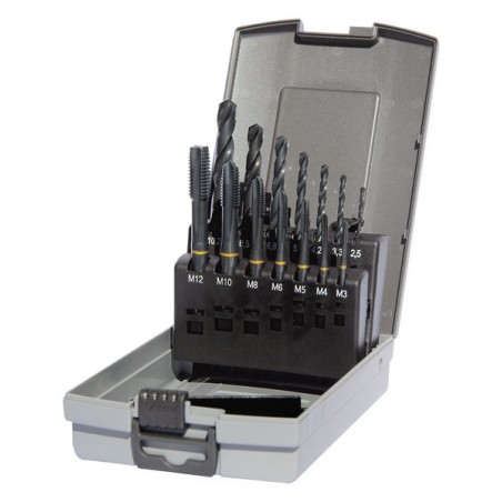 COFFRET 7 TARAUDS + 7 FORETS HSS-E Ø 3 A 12 DIN 5696