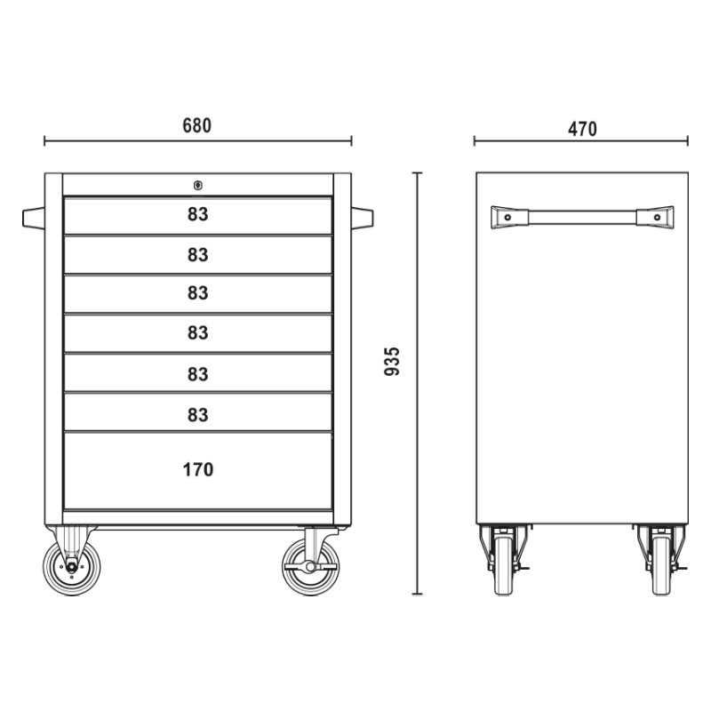 SERVANTE MOBILE D'ATELIER 7 TIROIRS TOUT INOX C04TSS-7