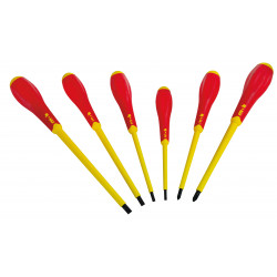 JEU 6 TOURNEVIS ISOLES 1000V FENTE + POZIDRIV