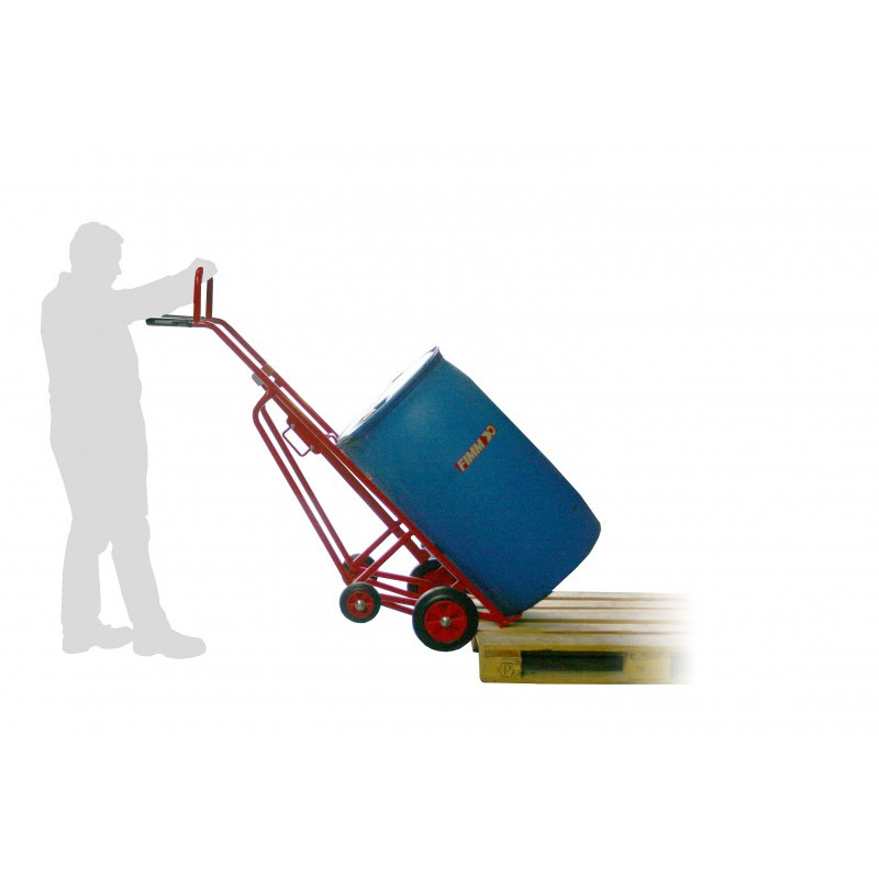 DIABLE DEPALETTISEUR DE FUTS 350KG AVEC ROUES CAOUTCHOUC Ø250+160MM