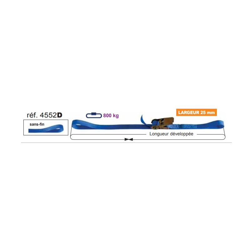 SANGLE ARRIMAGE EXTERIEUR  LARGEUR 25MM A CLIQUET 2M