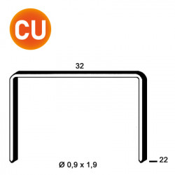 AGRAFES R-22 CUIVRE 32X22XØ0,9X1,9MM - REF 6R-221 - CDT 15 000