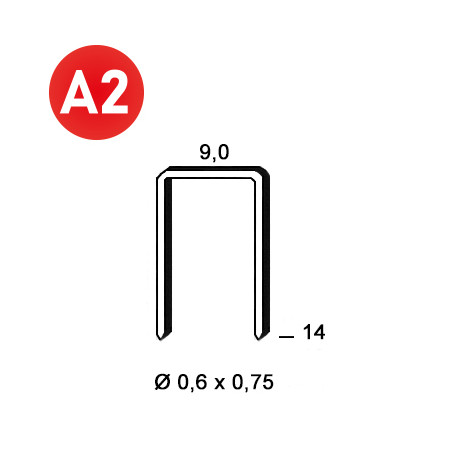 AGRAFE V-14 INOX  9,0X14XØ0,6X0,75MM - 6V-149 - CDT7 500