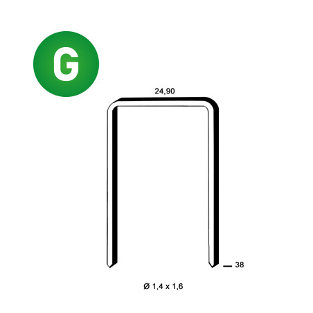 AGRAFES WC-38 GALVA 24.9X38XØ1.4X1.6MM - REF 6WC381 - CDT 4 900