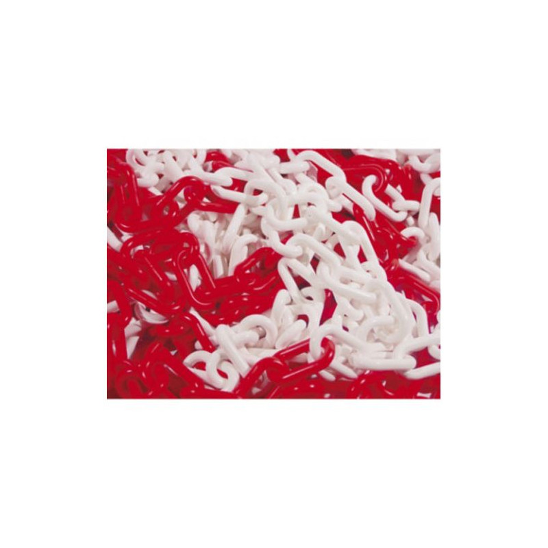 CHAINE EN PLASTIQUE 25M ROUGE ET BLANC