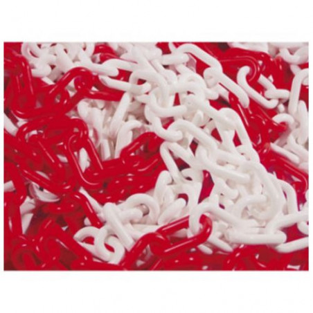 CHAINE EN PLASTIQUE 25M ROUGE ET BLANC