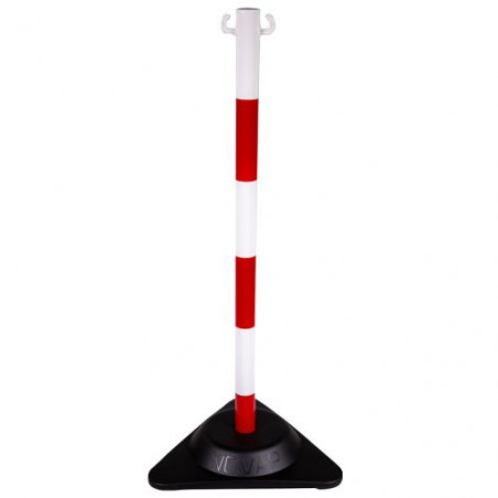 POTEAU DE BALISAGE SUR SOCLE LESTÉ 2.9KG ROUGE ET BLANC